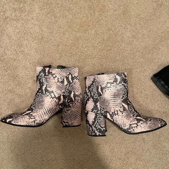 Torrid Pink and Black Snake Print Ankle Boots - Picture 2 of 3